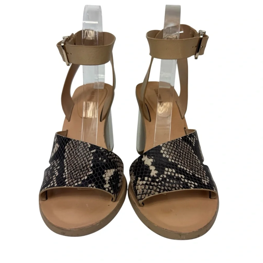 Gianni Bini Marilane Leather snake print block-heel sandals blk wht tan sz 8.5 - Picture 7 of 16